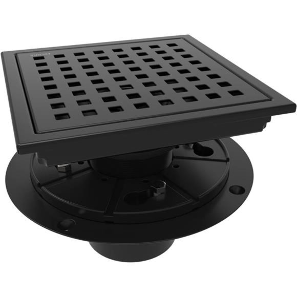 6 Inch Square Shower Floor Drain with Flange,Quadrato Pattern Grate Removable - Picture 1 of 12
